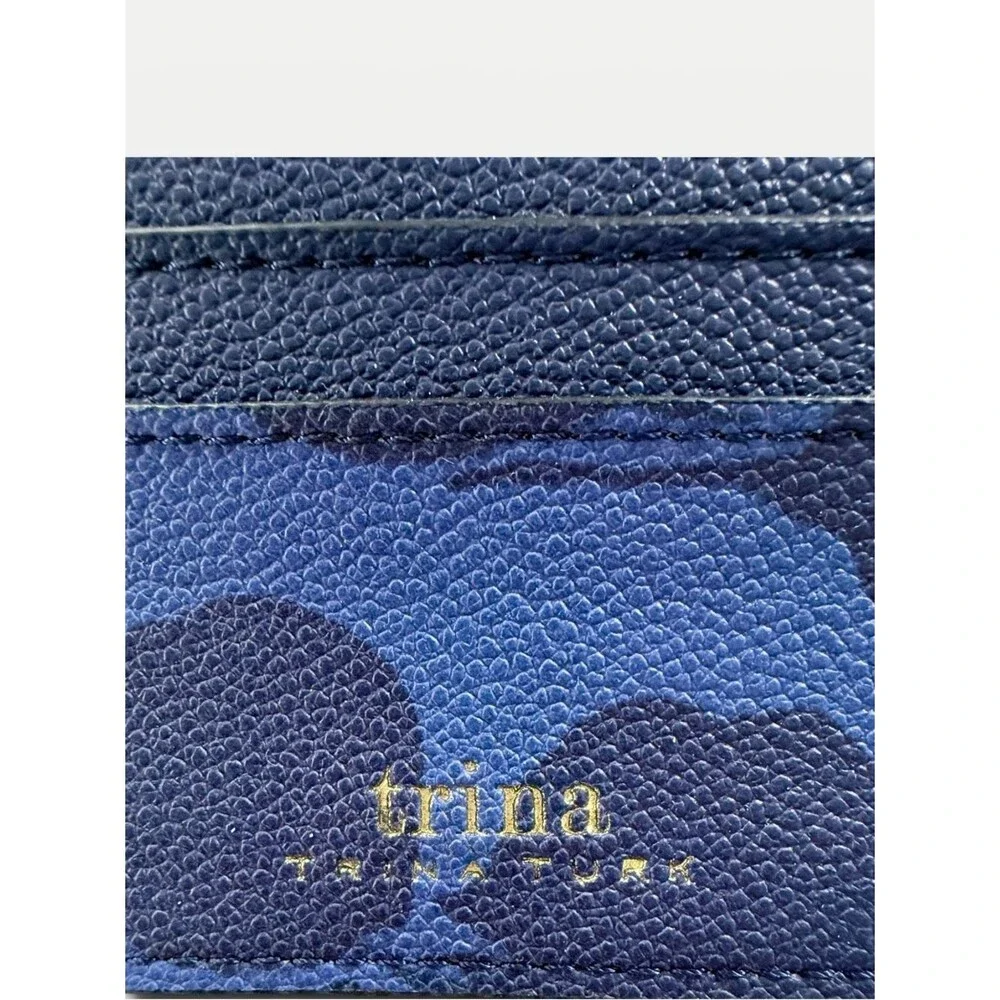 Trina Turk Blue Floral Card Holder Wallet Keychain Charm